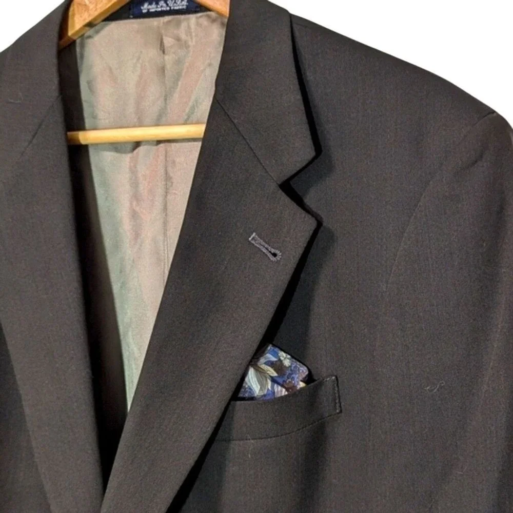 Burberrys of London Mens 43R Blazer Sport Coat Dark Brown‎ Wool Two Button